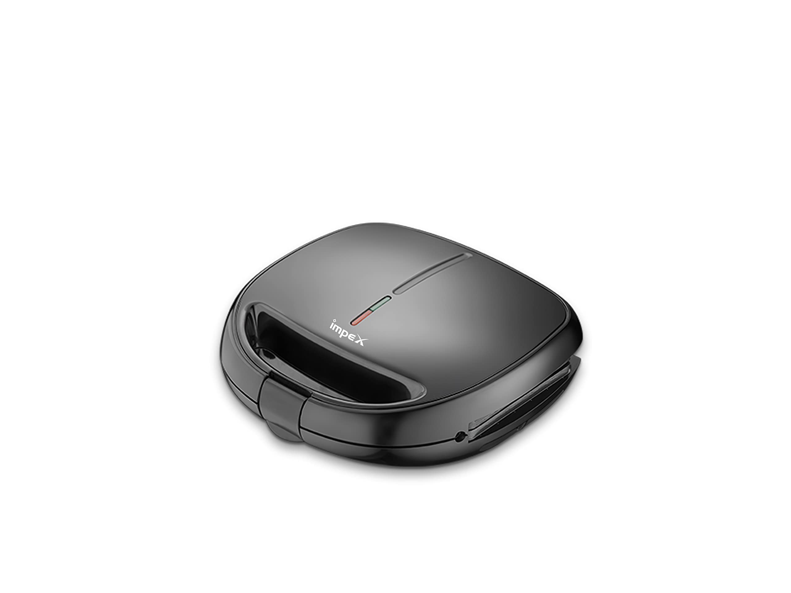 Impex Sandwich Maker 2 Slice, Non Stick Coated Plates, Power & Ready Indicator Light, Cool Touch Handle, Skid Resistant Feet, Compact Design with 218x127mm Plate Size