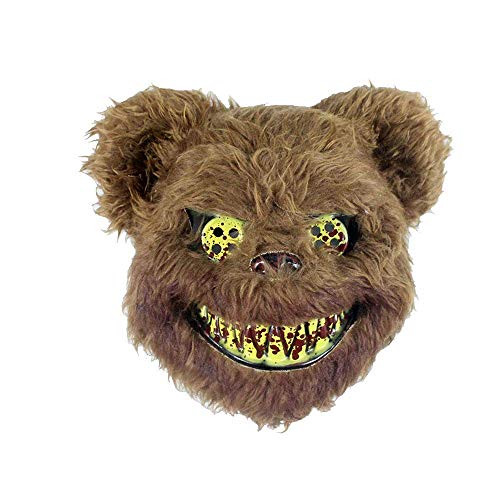 kuaetily Halloween Maske Blutige Plüsch-Hasenmaske Schwarzbärmaske Braunbärmaske Halloween Ghost Festival Mask Für Festival Party Halloween Kostüm Erwachsene (Braunbär)