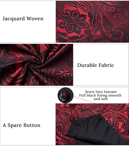 Image of DiBanGu Mens Vest and Tie Set Formal Paisley Waistcoat and Necktie Pocket Square Cufflinks Silk Suit Vest for Tuxedo Wedding