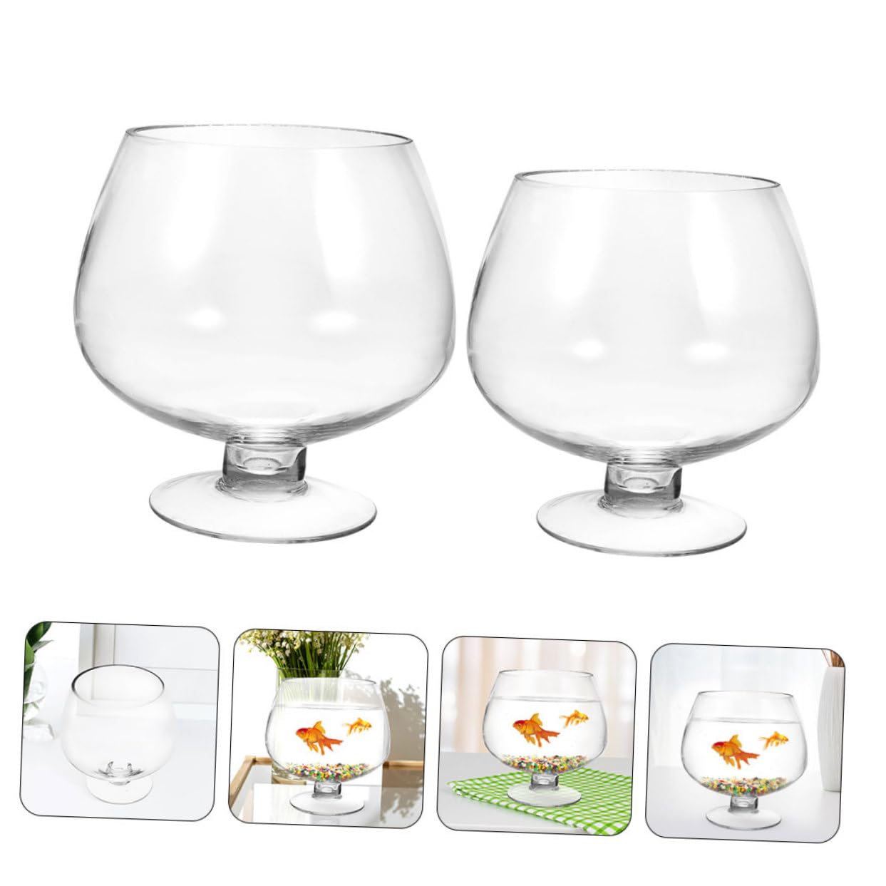 Alipis 2 Pz Vaso Di Di Vino Vaso Fioriera Acquario Da Tavolo Per Pesci Rossi Acquario Per Piante Accessori Per Pesci Piccolo Kit Forniture Di Pesce Alto Borosilicato