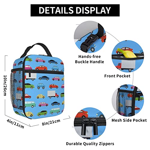 Cuesr Car Lunch Box Kids Boys Insulated Cooler Thermal Cute Lunch Bag Tote For School #TOP2