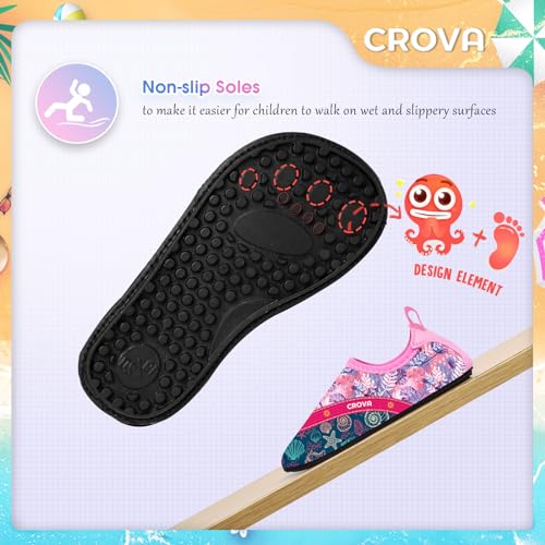 Image of CROVA Toddler Kids Water Shoes Quick Dry Aqua Socks Non-Slip Barefoot Sports Shoes for Boys Girls Toddler
