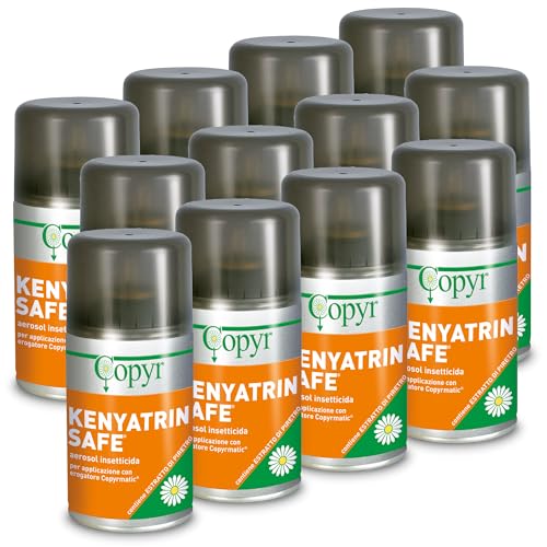 Copyr Kenyatrin Safe - Insetticida Antizanzare, Mosche e Insetti Volanti, 12 Bombole 250ml, Piretro Insetticida Biologico Repellente Zanzare Professionale Casa, Ho.Re.Ca., Settore Pubblico, Sanitario