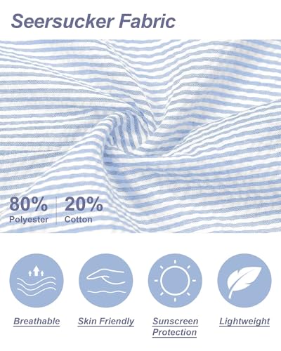 Seersucker Mens Suit 2 Piece Slim Fit Stripe Suits Tuxedo Blazer Jackets Pants Set Summer Beach Wedding Outfit for Men3