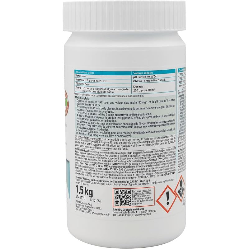 Algicide Bayrol Desalgin Mustard - 1,5 kg + 12 Tests OFFERTS 7 en 1