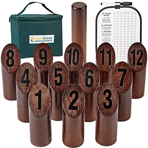 SpexDarxs Numbered Block Tossing Game Wooden Throwing Game with Scoreboard Outdoor Backyard Lawn Game for Teens and Adults