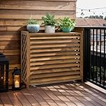 Copri Condizionatore Da Esterno Legno Copri Motore Condizionatore Esterno Legno Balcone Copertura Condizionatore Legno Anti-Corrosione Scaffale Per Piante Da Esterno Impermeabile Protezione Solare(86x