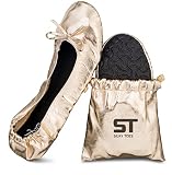 Silky Toes Women's Foldable Portable Travel Ballet Flat Roll Up Slipper Shoes with Matching Carrying