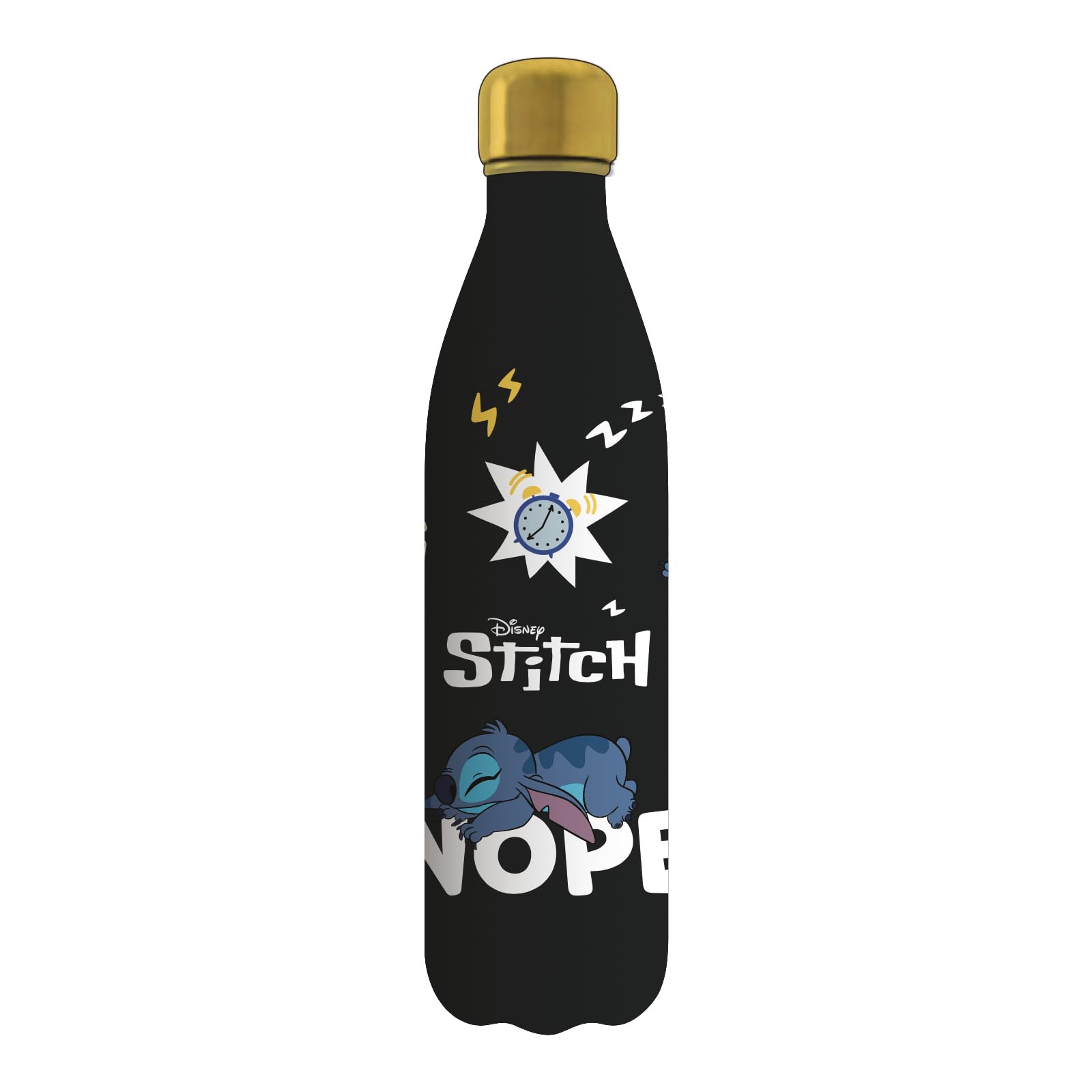 Seven Lilo & Stitch Thermal Water Bottle, Black, Temperature Maintenance up to 24 Hours, School and Leisure Bottle, Girls and Girls, Black, Modern
