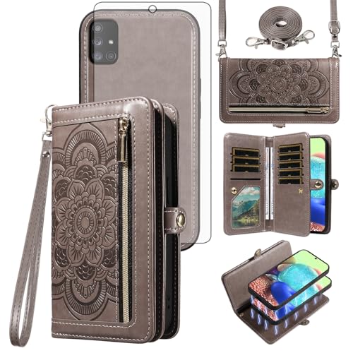 Protection Samsung Galaxy A71 5G intégrale avec verre trempé et portefeuille zippé