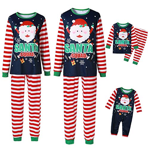 Matching Family Pajamas Sets, Holiday Christmas PJ Set Soft Long Sleeve Tee and Striped Pants Loungewear (Red, Men-XXL)