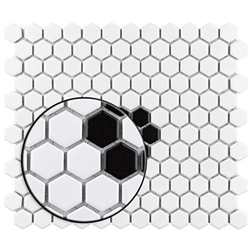 image for SOMERTILE Metro Hex Matte White with Single Flower 10-1/4