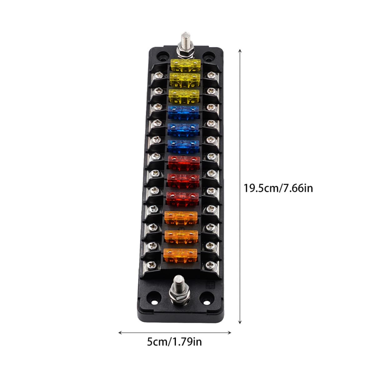 Scatola Portafusibili Auto 12 Vie 32v 75a con Fusibili | Pa66 PC Rame Inox Pp, 20a per Circuito 12-16awg, Sticker e Doppie Unità