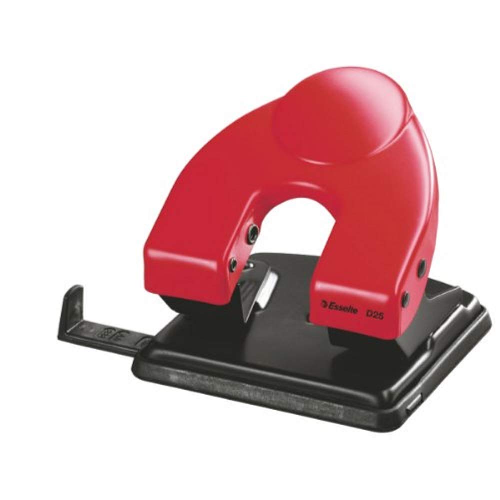 Leitz 177017 Hole Punch D25 for 25 Sheets at a Time with Stop Bar Red