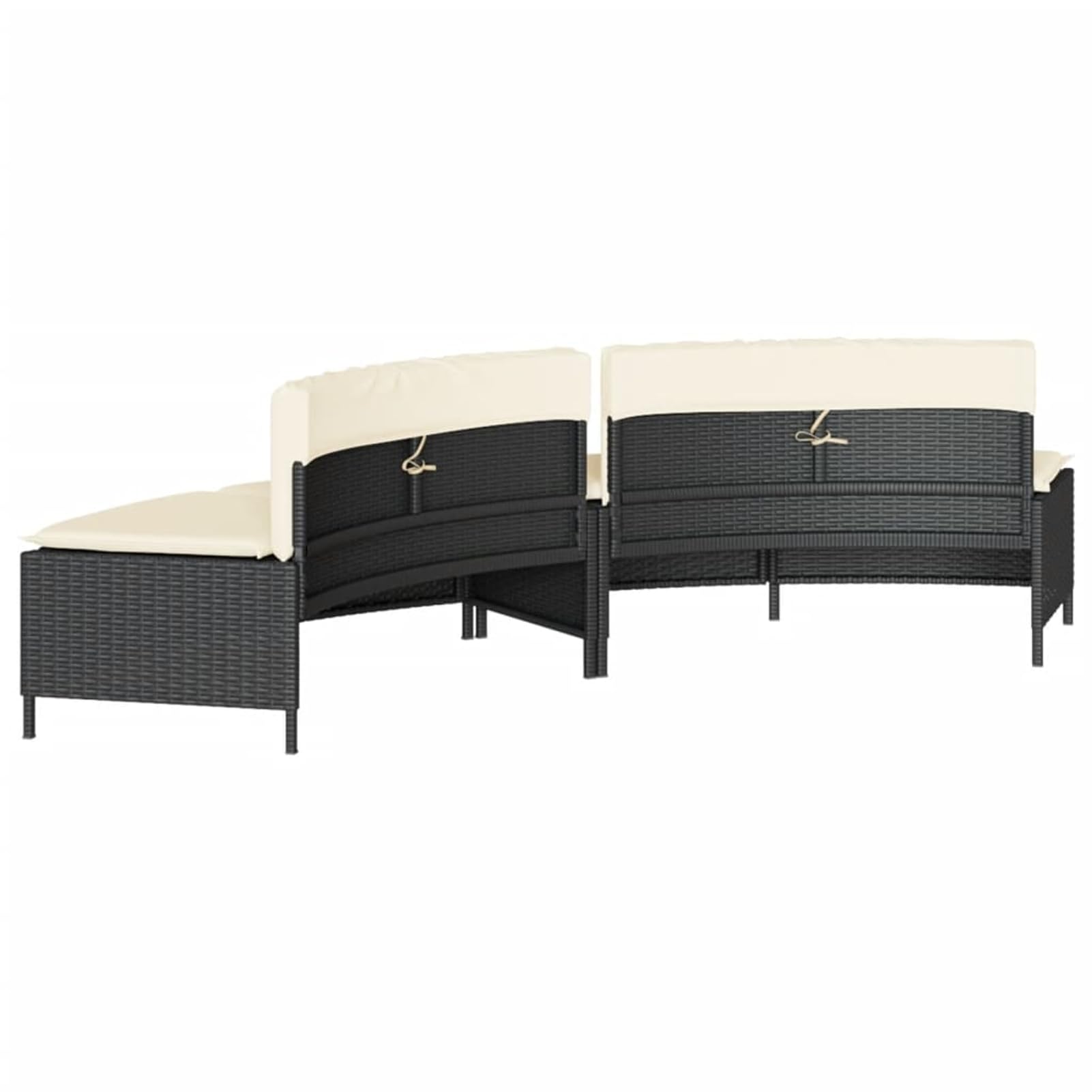 Ławka do jacuzzi, czarna, 112 cm, polirattan, stal malowana proszkowo | Odporna na promieniowanie UV, zdejmowana poszewka nadająca się do prania, modułowa konstrukcja, nośność 110 kg