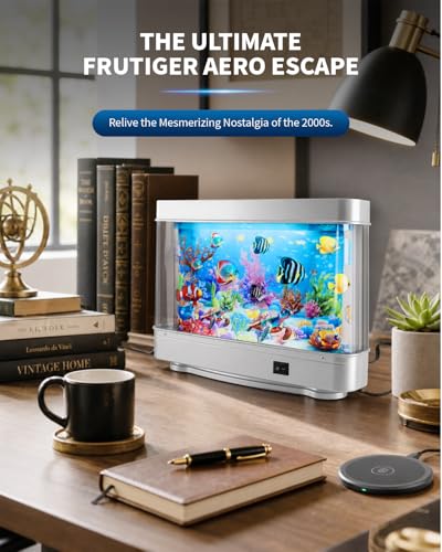 Image of Frutiger Aero Fish Lamp, Artificial Tropical Aquarium (Dolphin Theme), Fake Fish Tank Desktop Decor, 100% QC Passed Moving Ocean Lamp (No-Water, 110V) for Office Stress Relief & Retro Gift