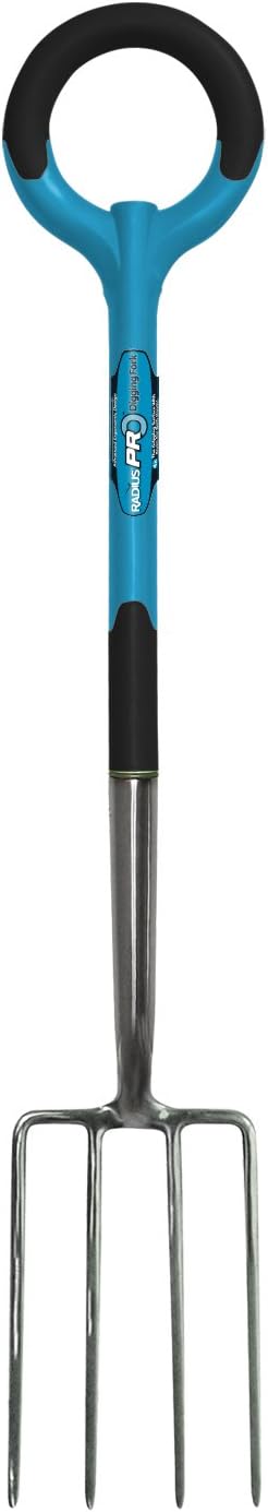 Radius Garden 20301 Pro Ergonomic Stainless Steel Digging Fork, Blue
