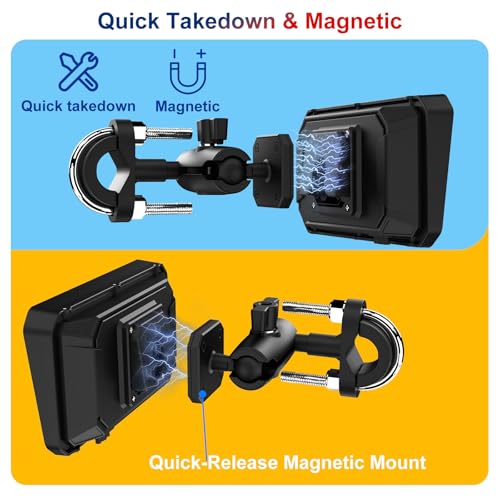 Image of YCV 6 inch Portable Motorcycle Carplay with Android Auto, HD Waterproof Screen, GPS Navigation System, Music Sharing, Light Sensor, Siri /Google Assistant, Bluetooth Call, Quick-Release Magnetic Mount