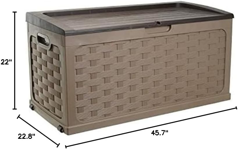 Starplast Sit-On Rattan Style Storage Box: 88 Gallon Outdoor Plastic Bin, Weather & Water Resistant, 45.7 x 22.8 x 22 Inches, 2 Color Options 56-811 : Everything Else