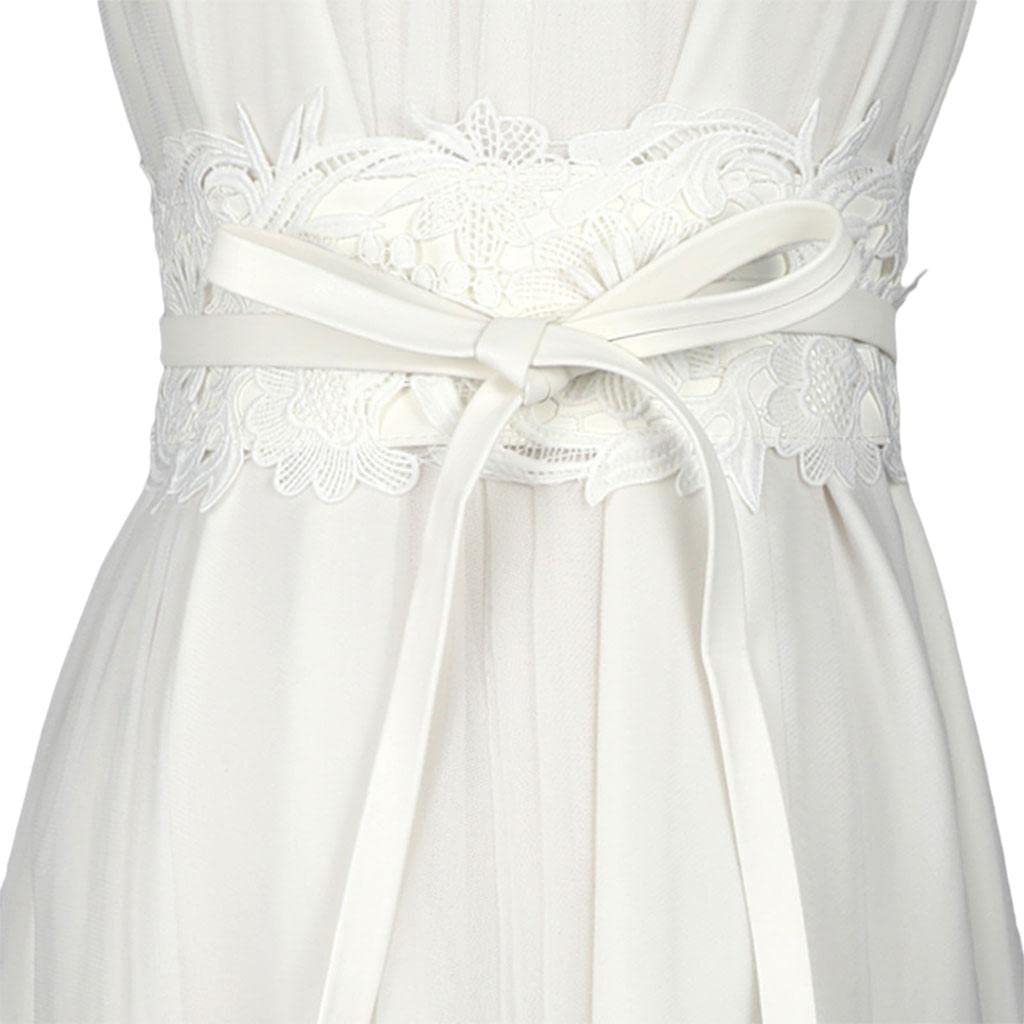 CALANDIS™ Women Lace Waist Belt Wrap Around Tie OBI Cinch Waistband Boho Women Belt White | Belts | Womens Accessories-image-48