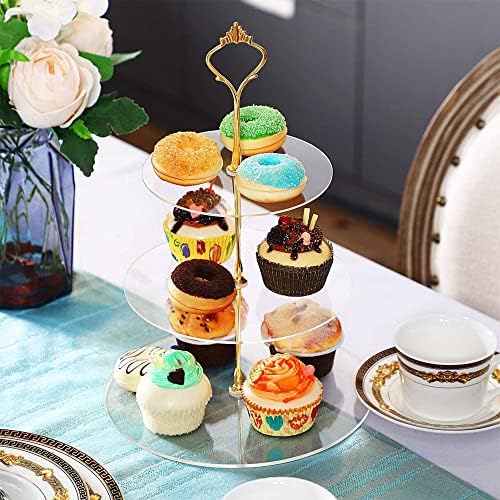 Support à Gâteaux 3 étages En Acrylique Transparent – Pour Cupcakes, Pâtisseries, Fêtes Et Célébrations