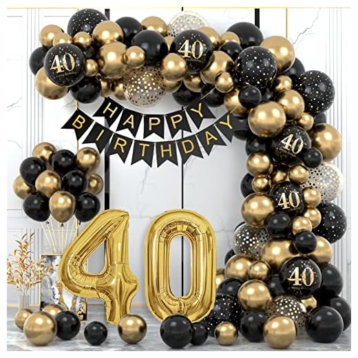40 Años Decoracion Cumpleaños, Globos 40 Cumpleaños Hombres, Decoraciones Fiesta Oro Negro 40er Globos cumpleaños con Pancarta Feliz para Hombres y Mujeres Dfiesta de cumpleaño 40 Años Decoracione
