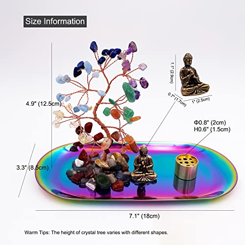 Yieneng BUDDHA001 Incense Stick Holder With Buddha Statue, Healing Crystal Tree And Stainless Steel Ash Tray thumb #3