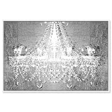 The Oliver Gal Artist Co. Fashion and Glam Framed Wall Art Canvas Prints 'Dramatic Entrance Chrome' Chandeliers, 45 in x 30 in, Gray, White