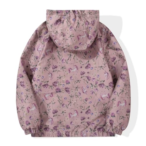 Image of SUNDAY ROSE Girls Windbreaker Jackets Lightweight Water Resistant Coat Outwear with Hooded for Kids
