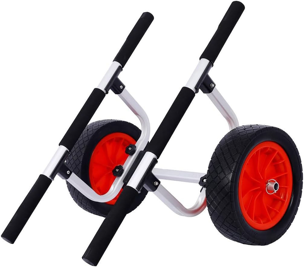 Kayak Cart, Heavy Duty Universal Kayak Trailer with 12inch Flatfree Beach Wheels Boat Dolly Cart Transport Carrier,Airless Kayak Wheels for Kayaks Canoes Paddleboards Float Mats