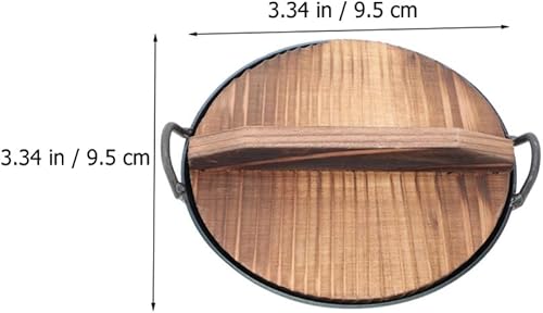 Miniatura 7 de Cabilock Mini accesorios de cocina, 1 juego de sartén wok con tapa de wok de madera y asas, sartén profunda de hierro antiadherente con base plana