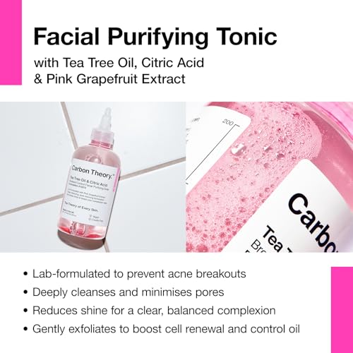 Carbon Theory Tea Tree Oil & Citric Acid Lozione Tonica Di Pulizia Profonda Per Pelli Problematiche, Acne 250 Ml - 2