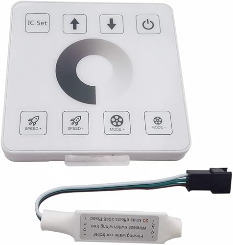 Miniatura 3 de Controlador de tira de píxeles LED DC12-24 Controlador de agua que fluye Interruptor inalámbrico Panel libre de cableado para WS2811 Correr agua que