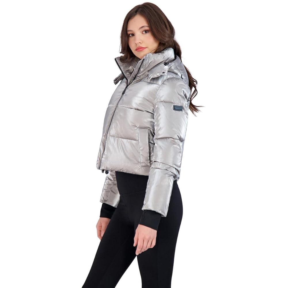 Sale★BCBG MAXAZRIA Puffer Coat メタリック クロップド ダウン BCBGMAXAZRIA Womens Cropped Liquid Puffer Metallic Cropped
