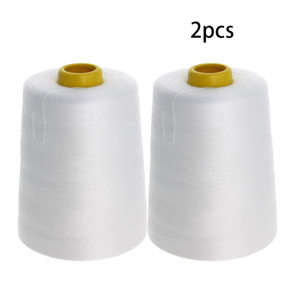 8 Bobines Fil Polyester Surjeteuse - Blanc/Noir 2743m NE40/2 - Machine à Coudre