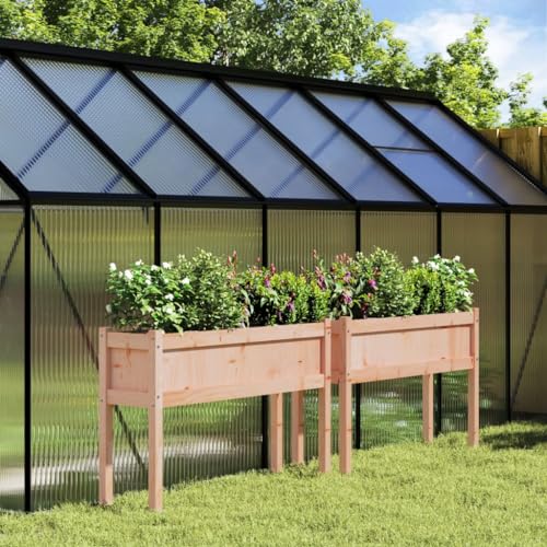 vidaXL - Solid Wood Garden Planters with Legs – Outdoor Flower Boxes, Raised Beds for Patio/Balcony, 43.3