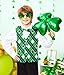 IIMMER Kids Boys Lucky St Patrick's Day 3 Piece Plaid Shamrock Clover Vest Set with Bow Tie & Fashion Glasses Green Waistcoat Outfit for 12 Years Old