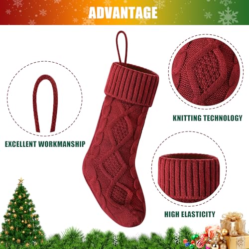 VIBILIA-Christmas-Stockings-4-Pack-18-Inches-Large-Size-Knitted-Xmas-Stocking-for-Fireplace-Holiday-Party-Decorations-Green-Gray-Red-White VIBILIA Christmas Stockings 4 Pack 18 Inches Large Size Knitted Xmas Stocking for Fireplace Holiday Party Decorations Green Gray Red White
