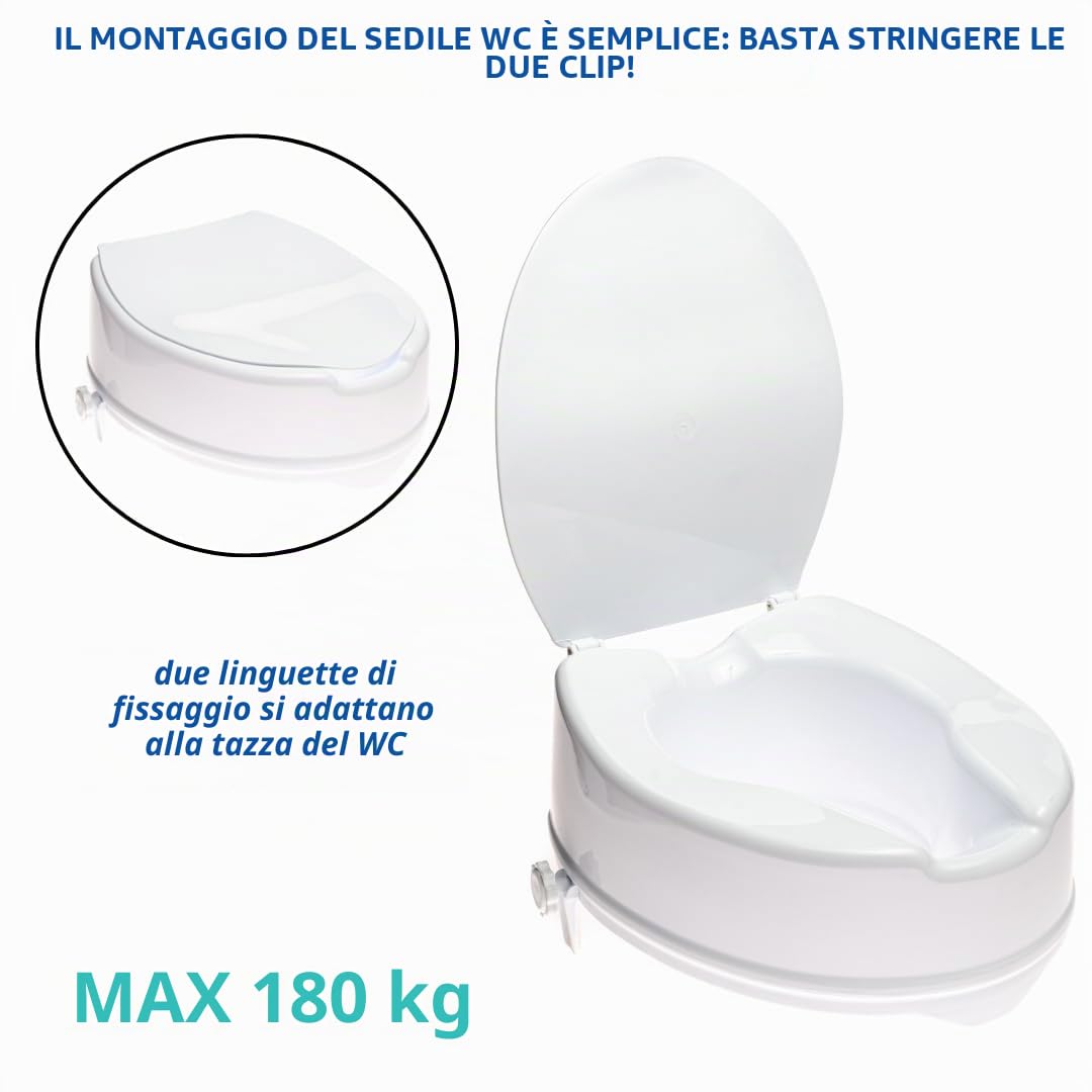 Antar AT51201 Alzato Bagno Sedile con Coperchio 1.40 kg, 10 cm Taglia