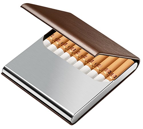 Ultrathin Design Pocket Carrying Cigarette Box Case for Hold 10 Regular Size (Brown)