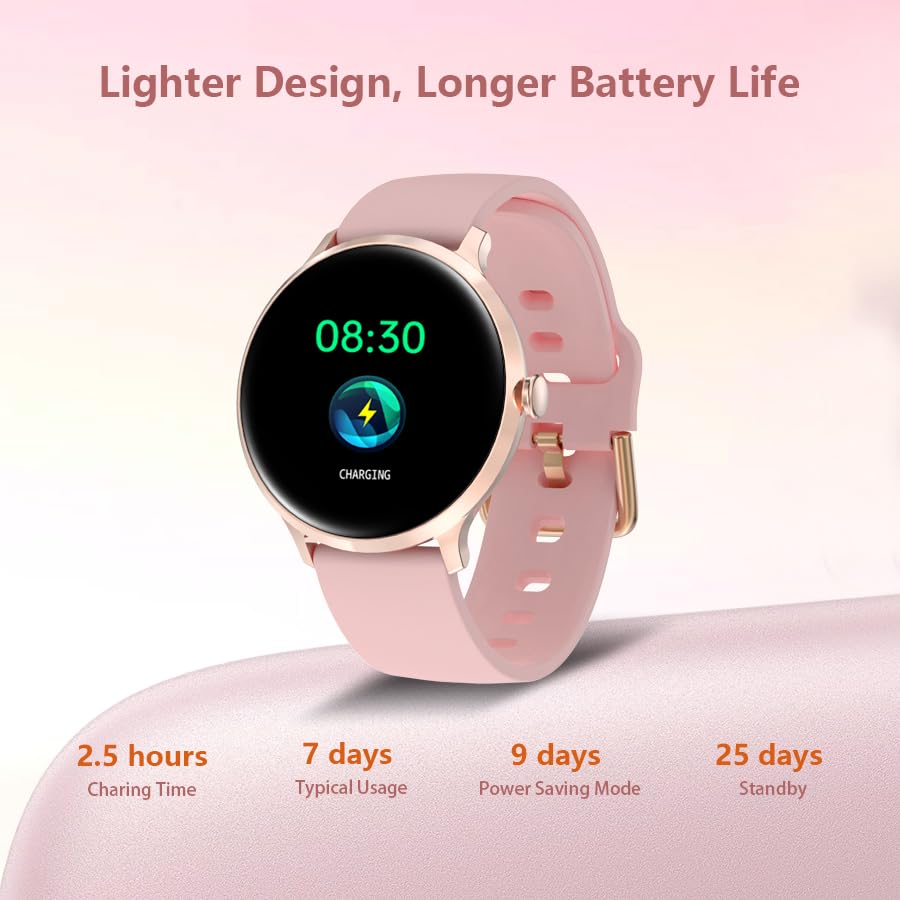 Reloj inteligente para mujer, HD de 1.20 pulgadas, funda de aleación de zinc, rastreador de actividad con SpO2/ritmo cardíaco/monitor de sueño, podómetro de seguimiento de actividad 4