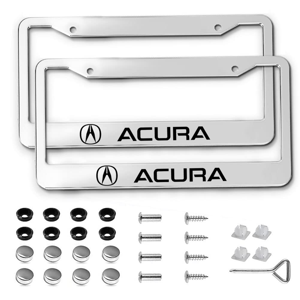 2PCS License Plate Frames for Acura, Aluminum Front & Rear Car Tag Covers, License Plate Bracket Holder