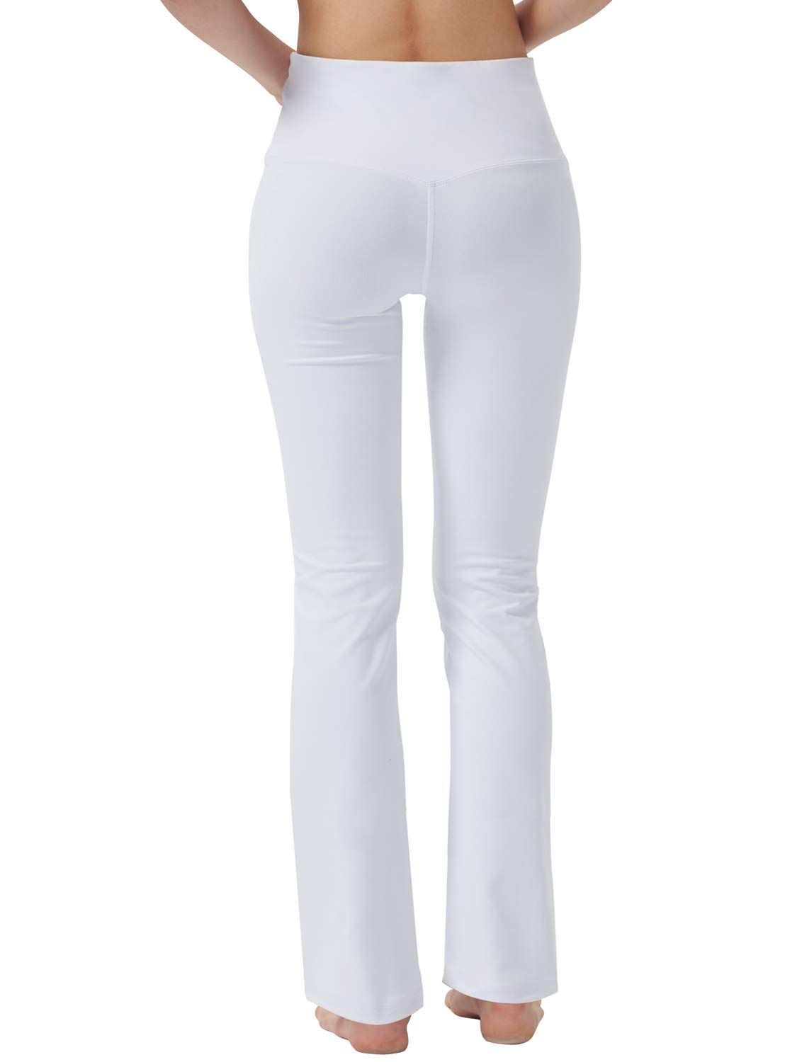 Knsbk Bootcut Yoga Pants for Women with Hidden Pockets High Waist Workout Pants Tummy Control Dress Bootleg Work Pants(White,Large)