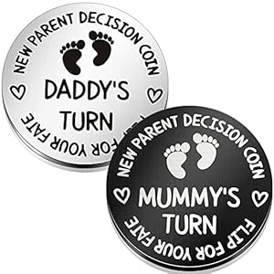 Hicarer 2 Pieces Fun New Parents Decision Coin Double Sided Decision Making Coin New Baby Pregnancy Gift for First Time…