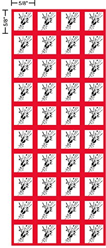 Image of GHS Explosive, Exploding Hazard, Pictogram, 5 /8 inch, .625 inch Sides, Decal, Label, kit OSHA Compliant, Vinyl Sticker, Sheet, 40 of the Decals per Sheet
