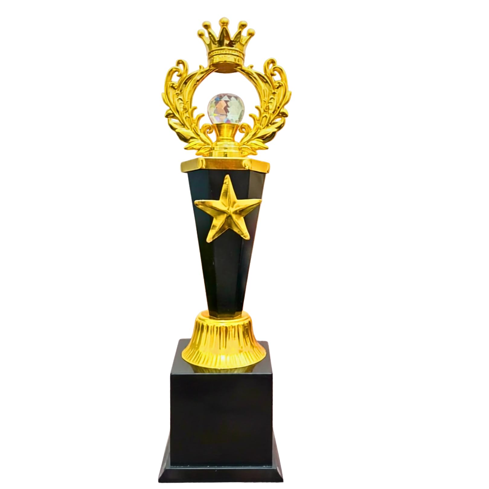 Metal Crystal Crown Trophy Award || 14.5 inches Height || Free Customisable with Logo & Text | Gold & Black Design, Crystal Accent-picture-30