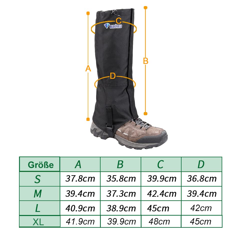 MAGARROW Outdoor Waterproof Gaiters Leg Gaiters Adult Snow Gaiters Waterproof Shoe Cover for Hiking Climbing Hiking (Black) (M, Black) - Image 4