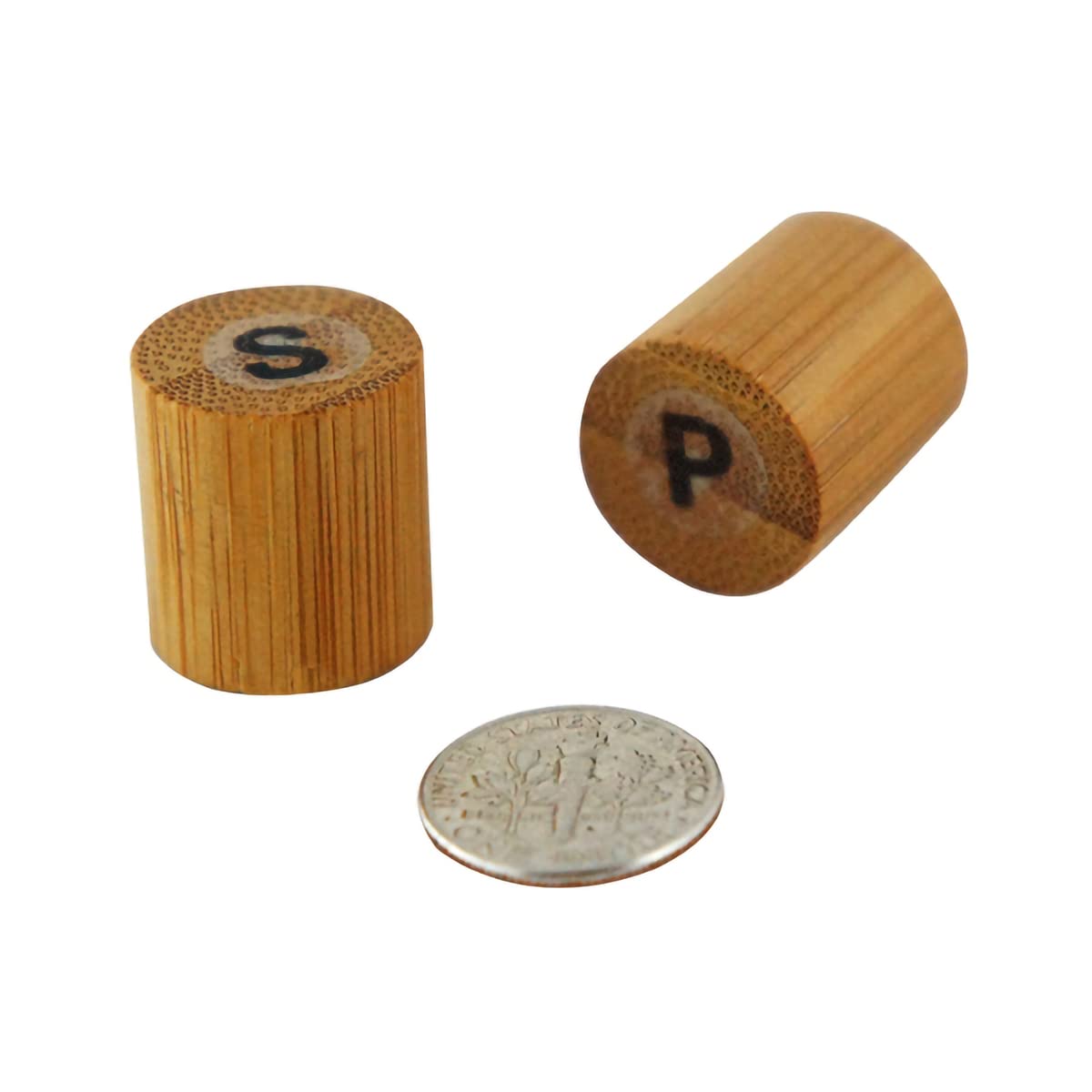 PACKNWOOD 210BKPS Bamboo Mini Salt & Pepper Set (Prefilled) - D:0.7in H:0.75in - 100 pcs