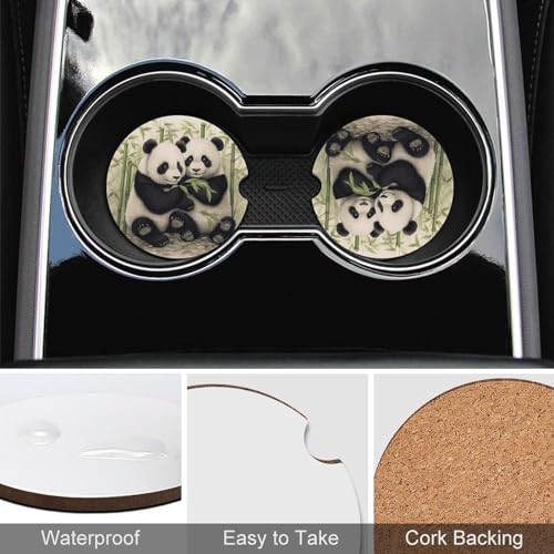 Portavasos para carro Cute Panda de madera 4 piezas miniatura 5