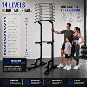 Power Tower Pull Up Bar Dip Station, 400LB Capacity Adjustable Height — photo 3 of 6